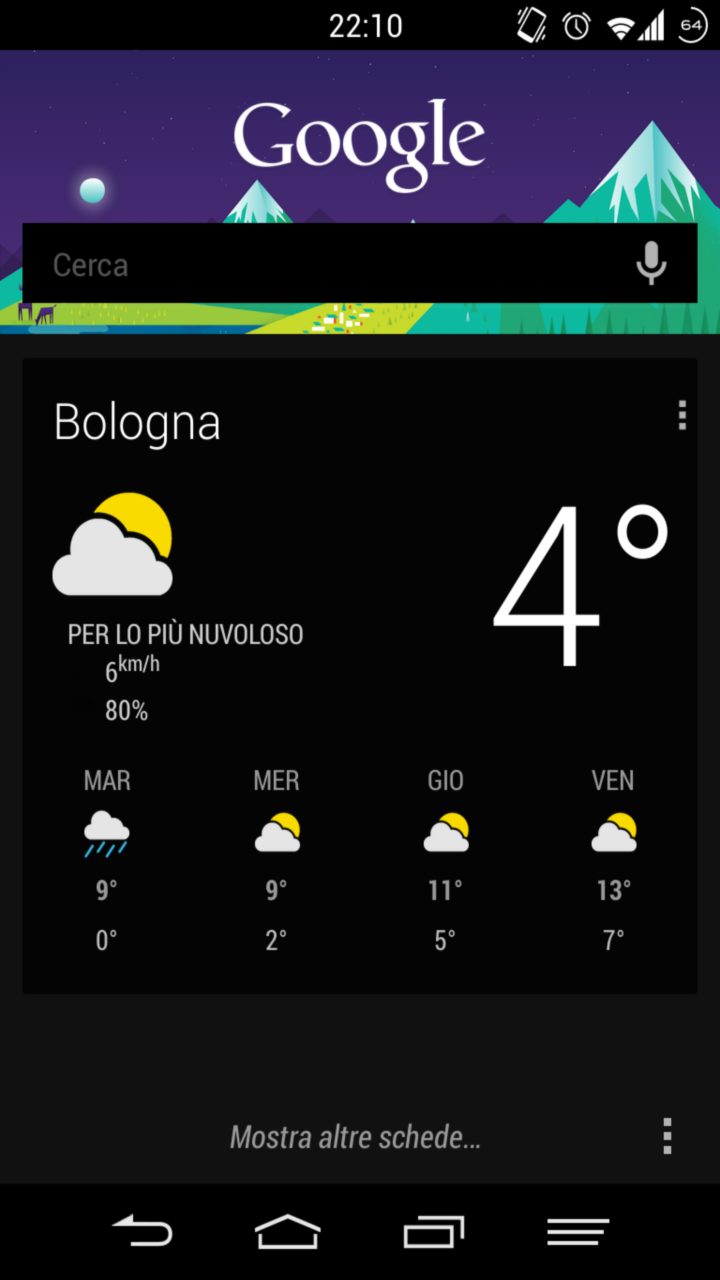 Black Infinitum theme applied to Google Now weather